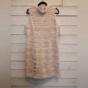 Sharagano Sleeveless Textured Mini Dress in Cream and Tan